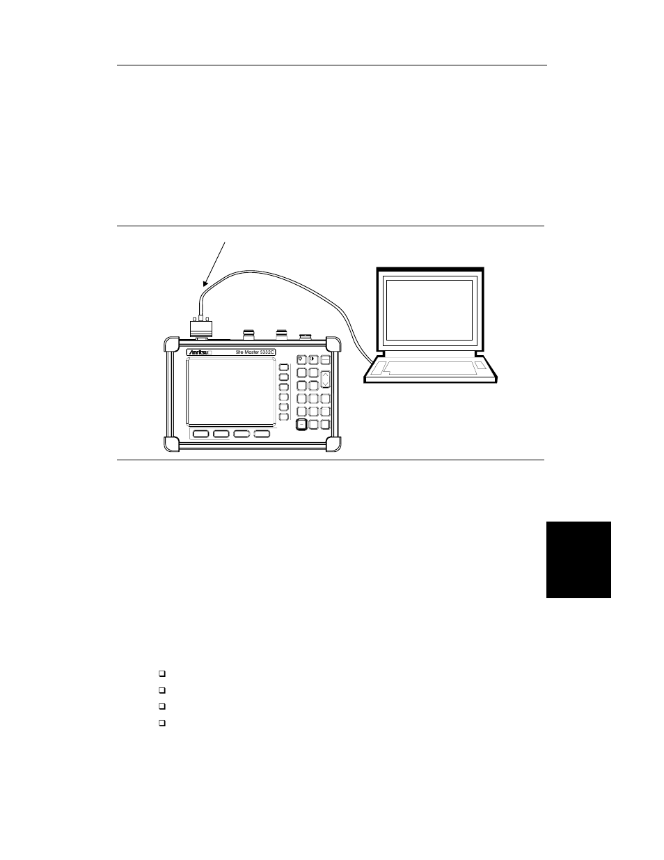 Interface cable installation 5-3, Using software tools 5-3, Downloading traces from the site master 5-3 | Interface cable installation -3, Using software tools, Downloading traces from the site master, Interface cable installation, Select, And select, Return loss | Anritsu S251C User Manual | Page 71 / 83