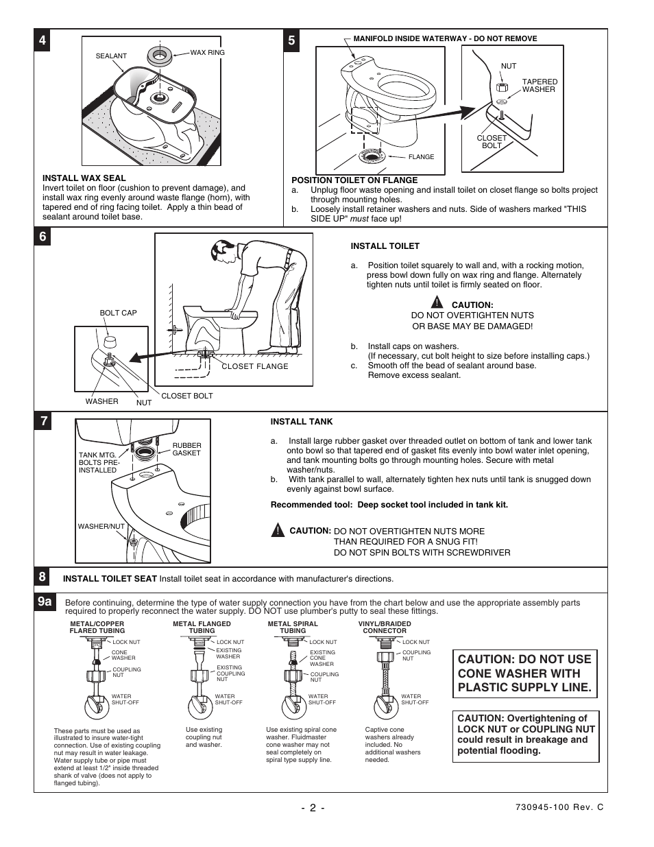Installation instructions care and maintenance, Skyline champion®4 2-piece toilets, Recommended tools and materials | Repair parts list, 13 13a, Warning, Remove old toilet, Care and cleaning | American Standard 3121.016 Bowl User Manual | Page 2 / 5