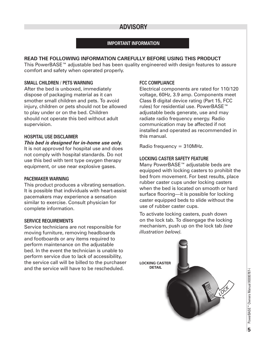 Advisory | InnoMax Adjustable Bed Base User Manual | Page 5 / 18