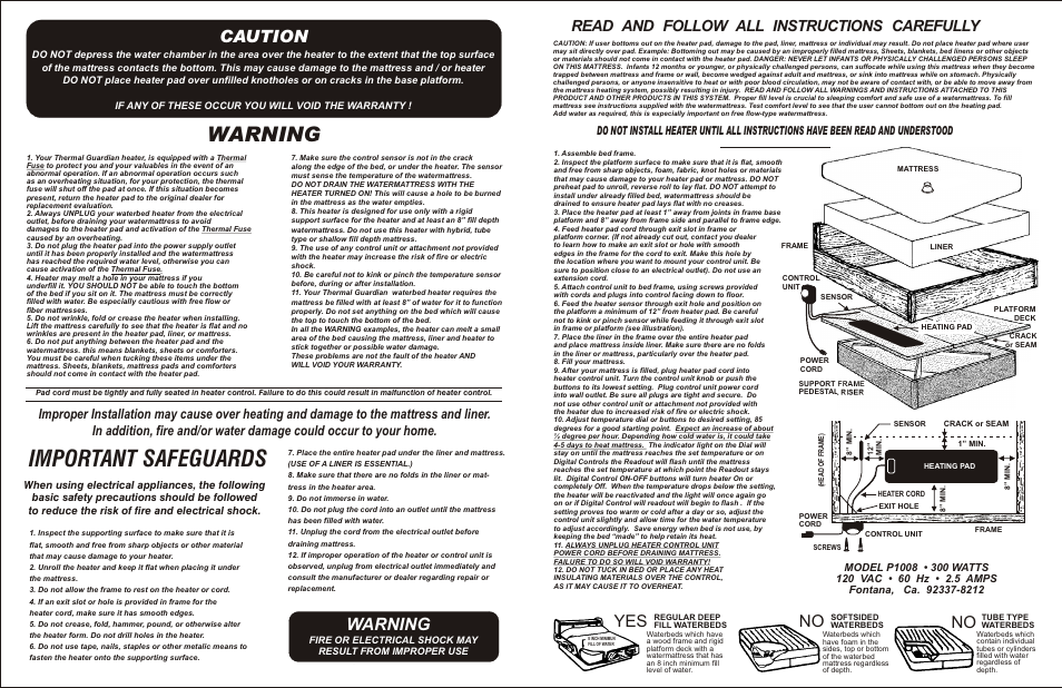 Important safeguards, Warning, Caution | Read and follow all instructions carefully | InnoMax Heater Full Watt User Manual | Page 2 / 2