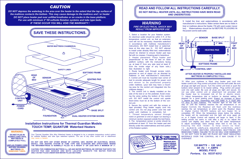 Azul rev, Caution, Warning | Save these instructions, Read and follow all instructions carefully | InnoMax Heater Low Watt User Manual | Page 2 / 2