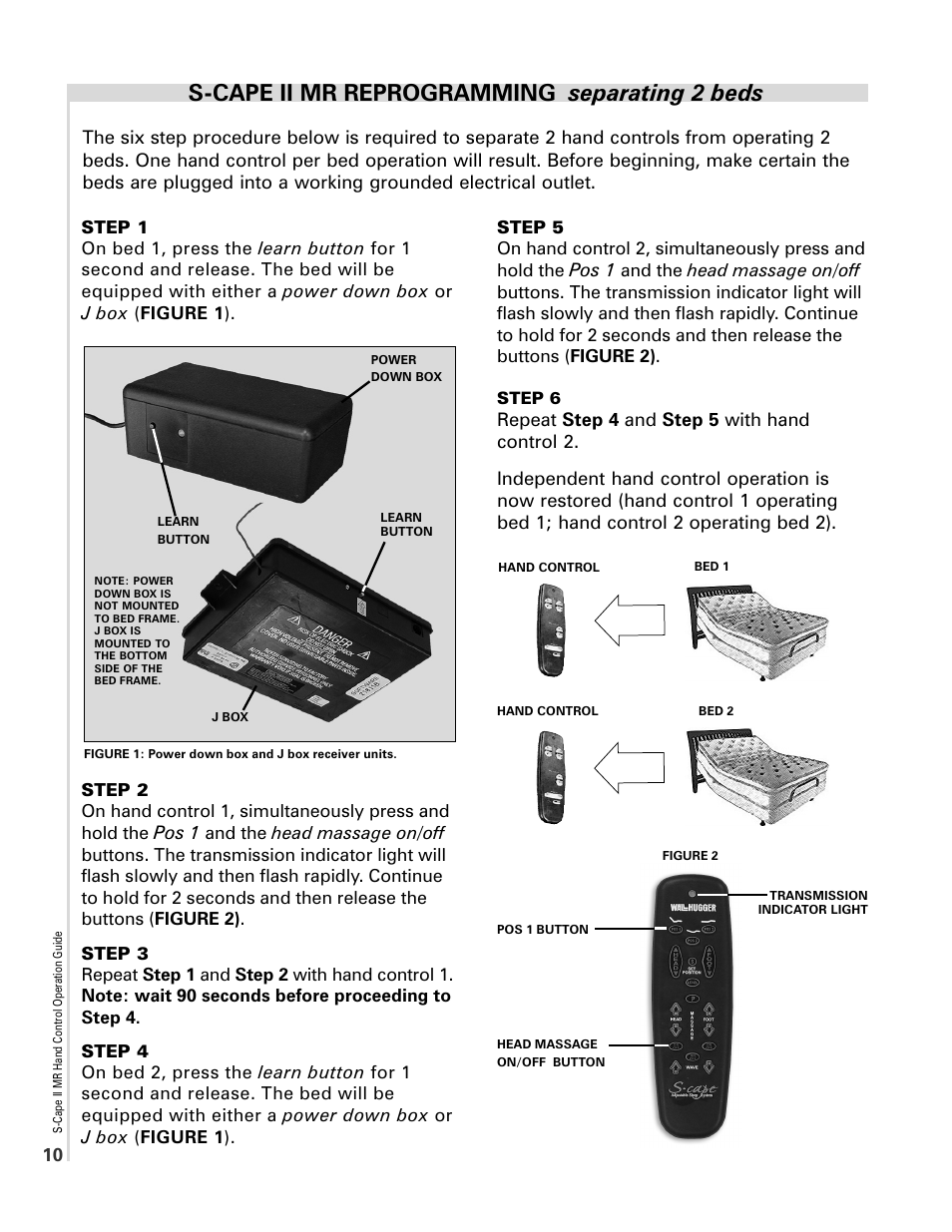 S-cape ii mr reprogramming separating 2 beds, Pos 1 | InnoMax Scape Hand Control User Manual | Page 10 / 10