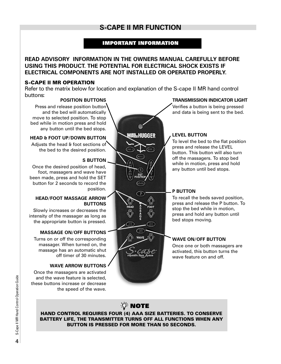 S-cape ii mr function | InnoMax Scape Hand Control User Manual | Page 4 / 10