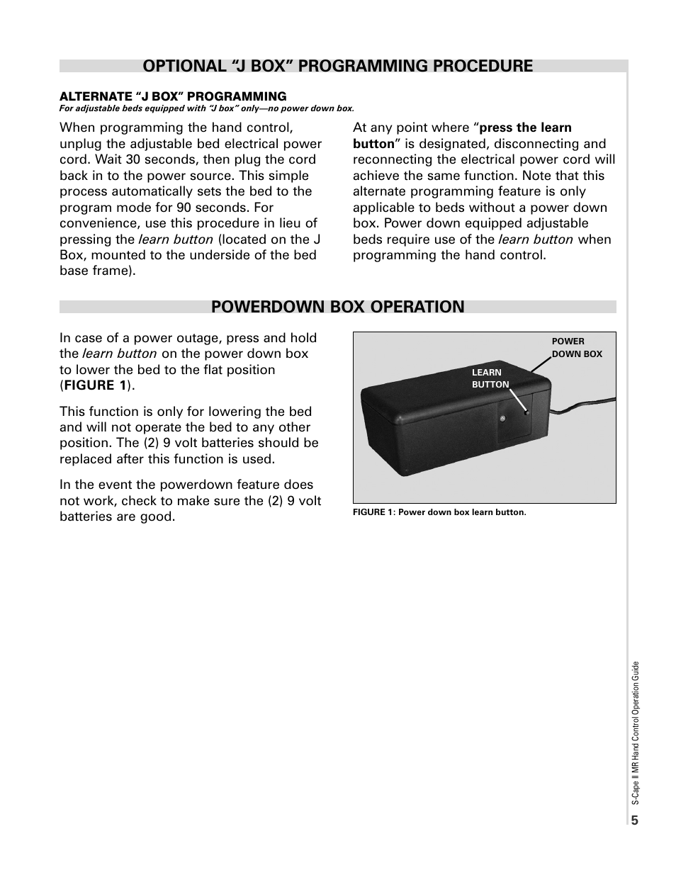 Optional “j box” programming procedure, Powerdown box operation | InnoMax Scape Hand Control User Manual | Page 5 / 10