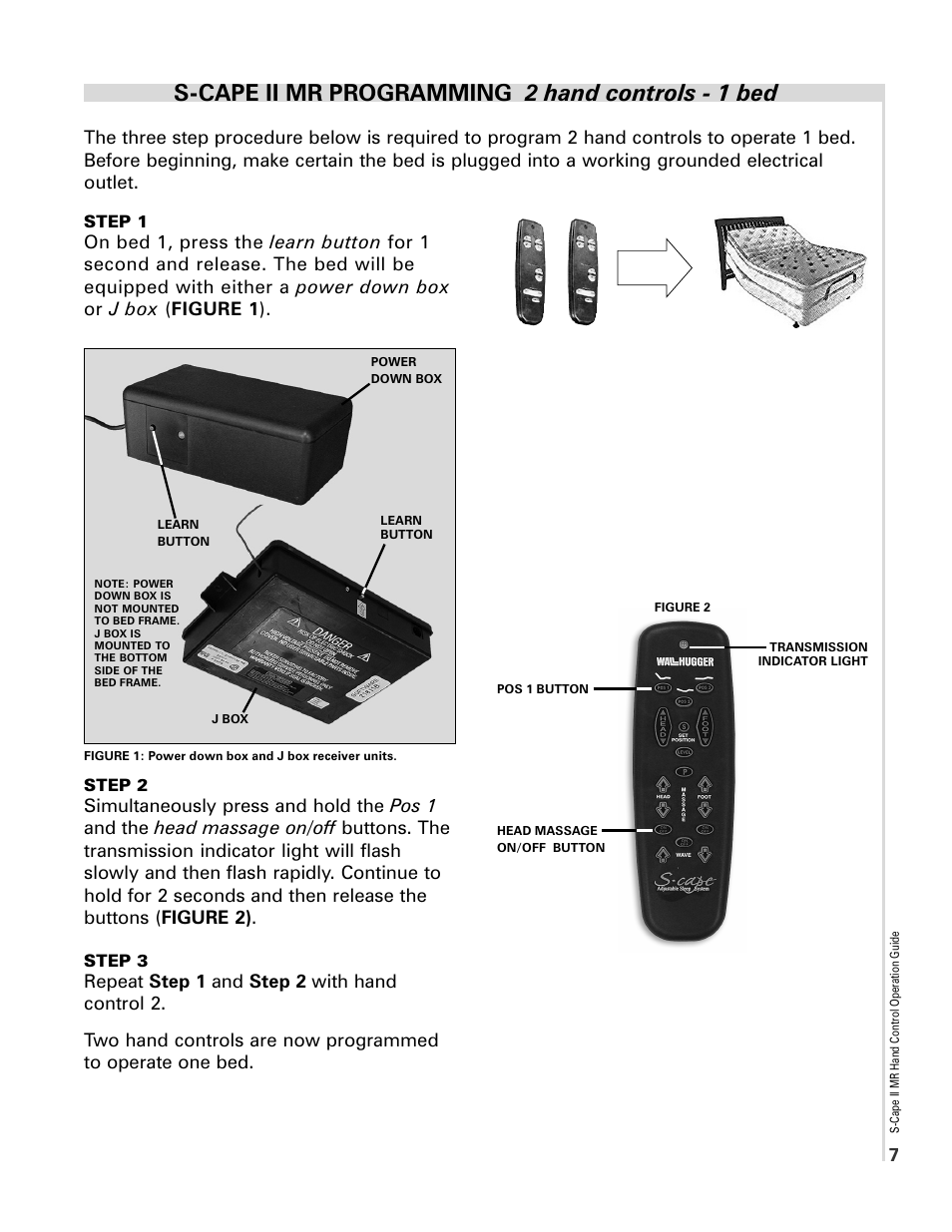 S-cape ii mr programming 2 hand controls - 1 bed | InnoMax Scape Hand Control User Manual | Page 7 / 10
