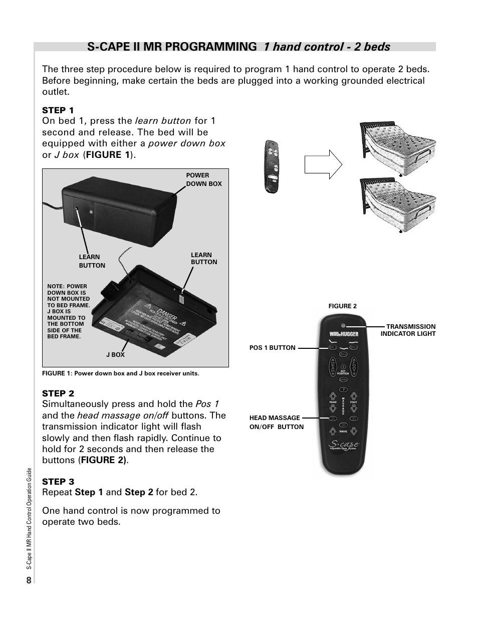 S-cape ii mr programming 1 hand control - 2 beds | InnoMax Scape Hand Control User Manual | Page 8 / 10