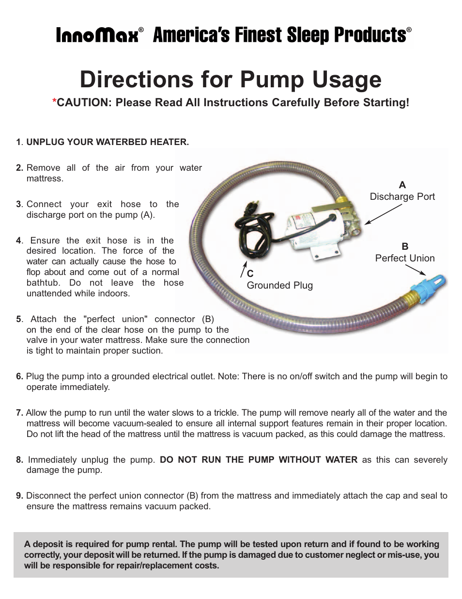 InnoMax Electric Pump User Manual | 1 page