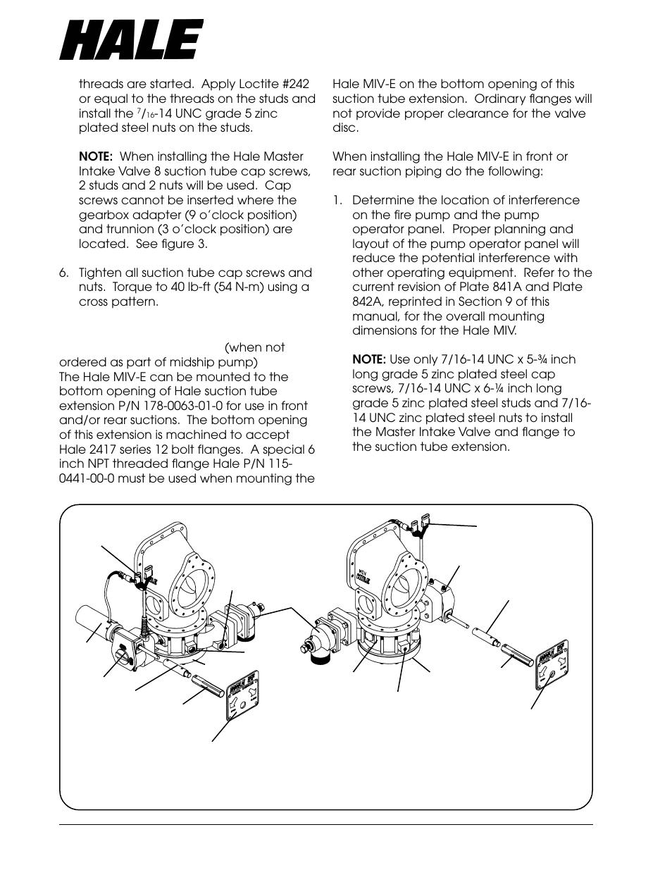 Aster, Ntake, Alve | B. mounting of bottom (front/ rear) suction valves, Figure 4. bottom opening mounting | Hale Master Intake Valve User Manual | Page 10 / 46