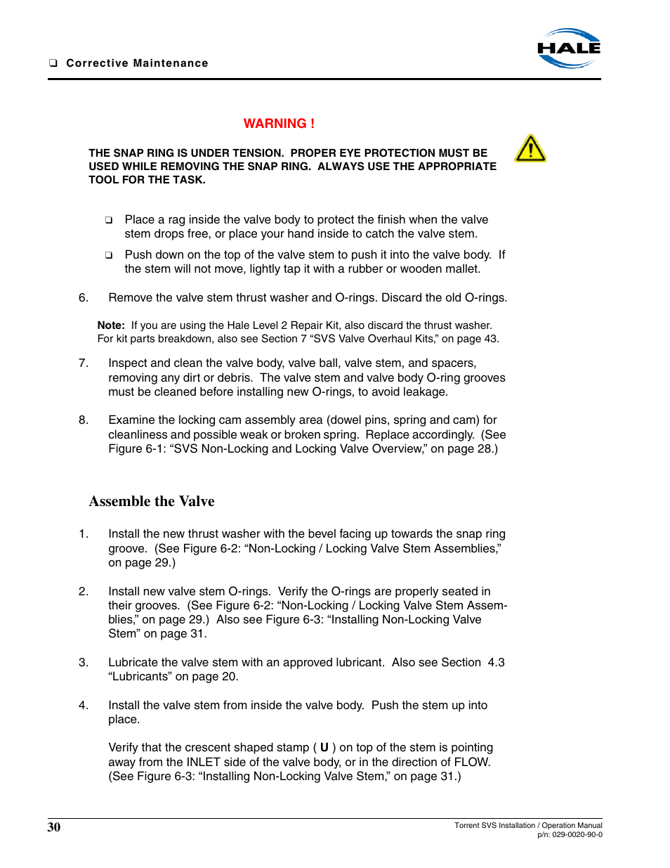 Assemble the valve | Hale Torrent SVS Stainless Steel Valves User Manual | Page 30 / 100
