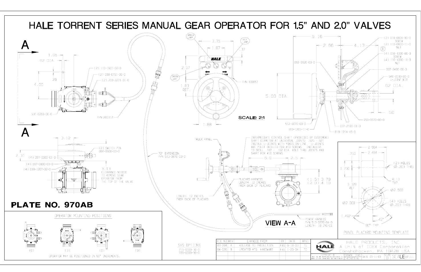 Manual gear operator for 1-1/2” and 2” valves a | Hale Torrent SVS Stainless Steel Valves User Manual | Page 73 / 100