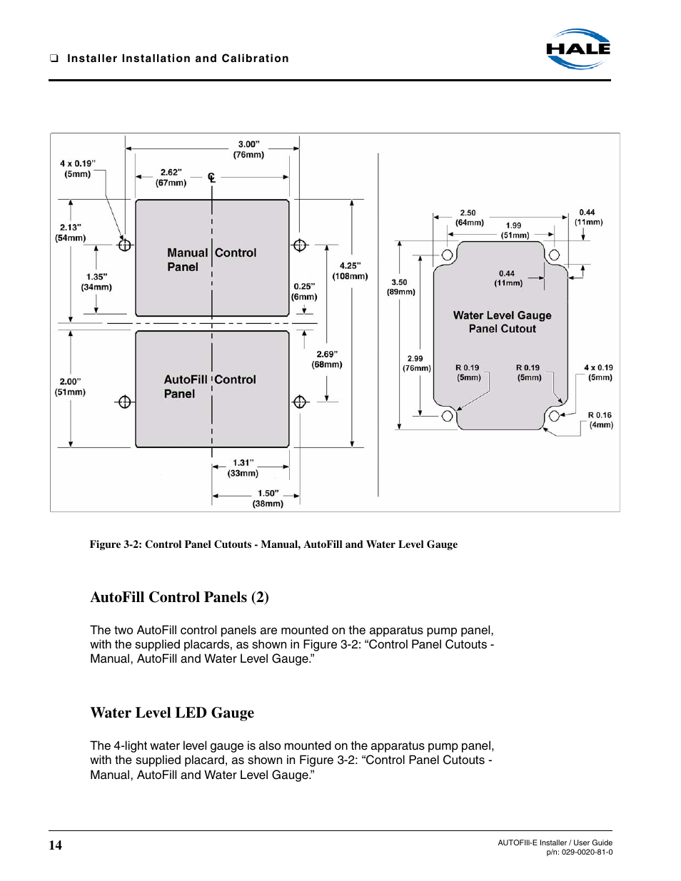Autofill control panels (2), Water level led gauge | Hale AutoFill-E Tank Refill Control System User Manual | Page 14 / 55