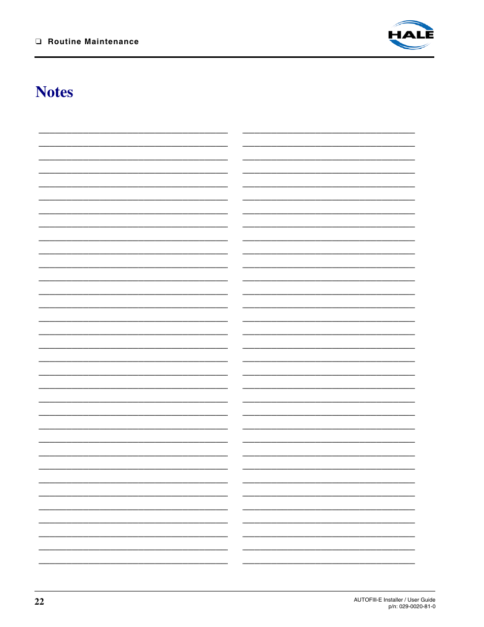 Hale AutoFill-E Tank Refill Control System User Manual | Page 22 / 55
