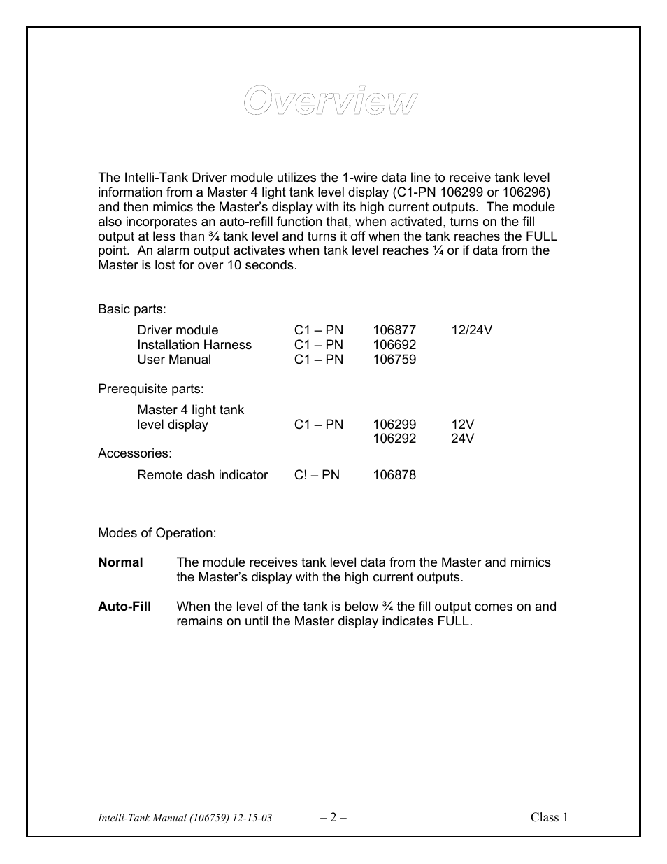 Overview | Hale AutoFill-E Tank Refill Control System User Manual | Page 48 / 55