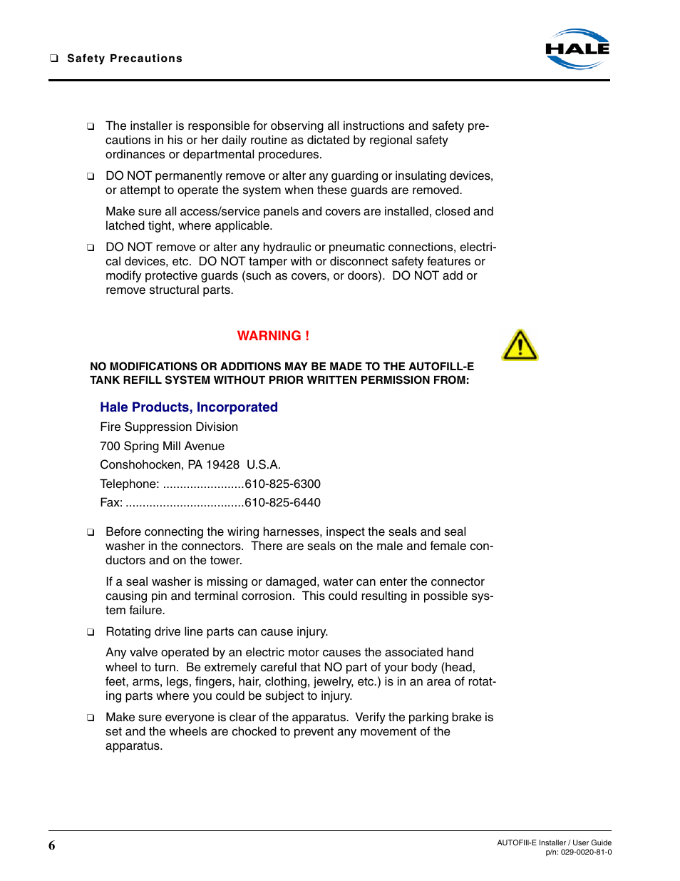 Hale AutoFill-E Tank Refill Control System User Manual | Page 6 / 55