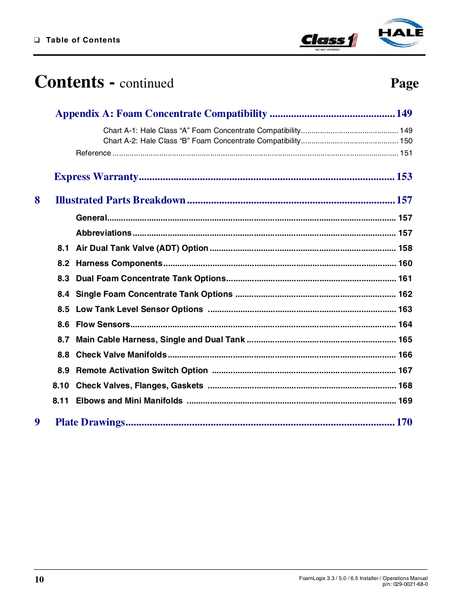 Hale FoamLogix 6.5 User Manual | Page 10 / 194