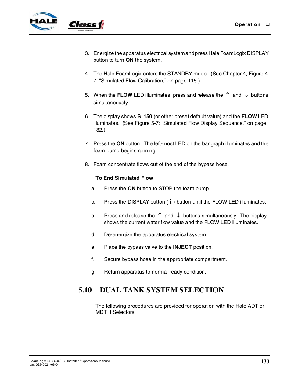 10 dual tank system selection | Hale FoamLogix 6.5 User Manual | Page 133 / 194