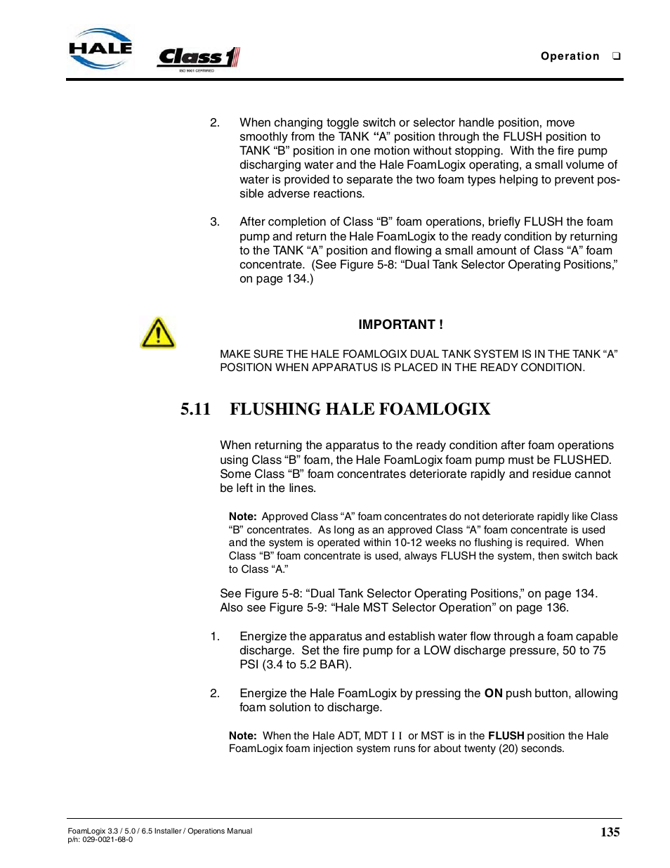 11 flushing hale foamlogix | Hale FoamLogix 6.5 User Manual | Page 135 / 194