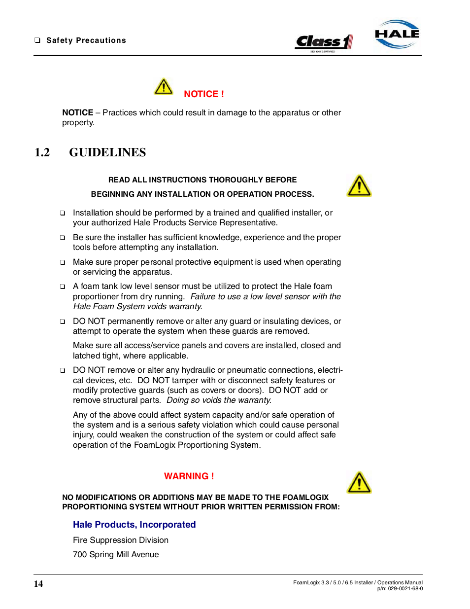 2 guidelines | Hale FoamLogix 6.5 User Manual | Page 14 / 194