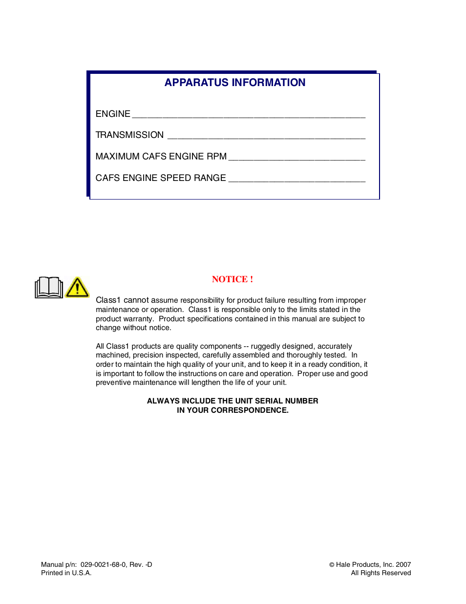 Apparatus information | Hale FoamLogix 6.5 User Manual | Page 156 / 194