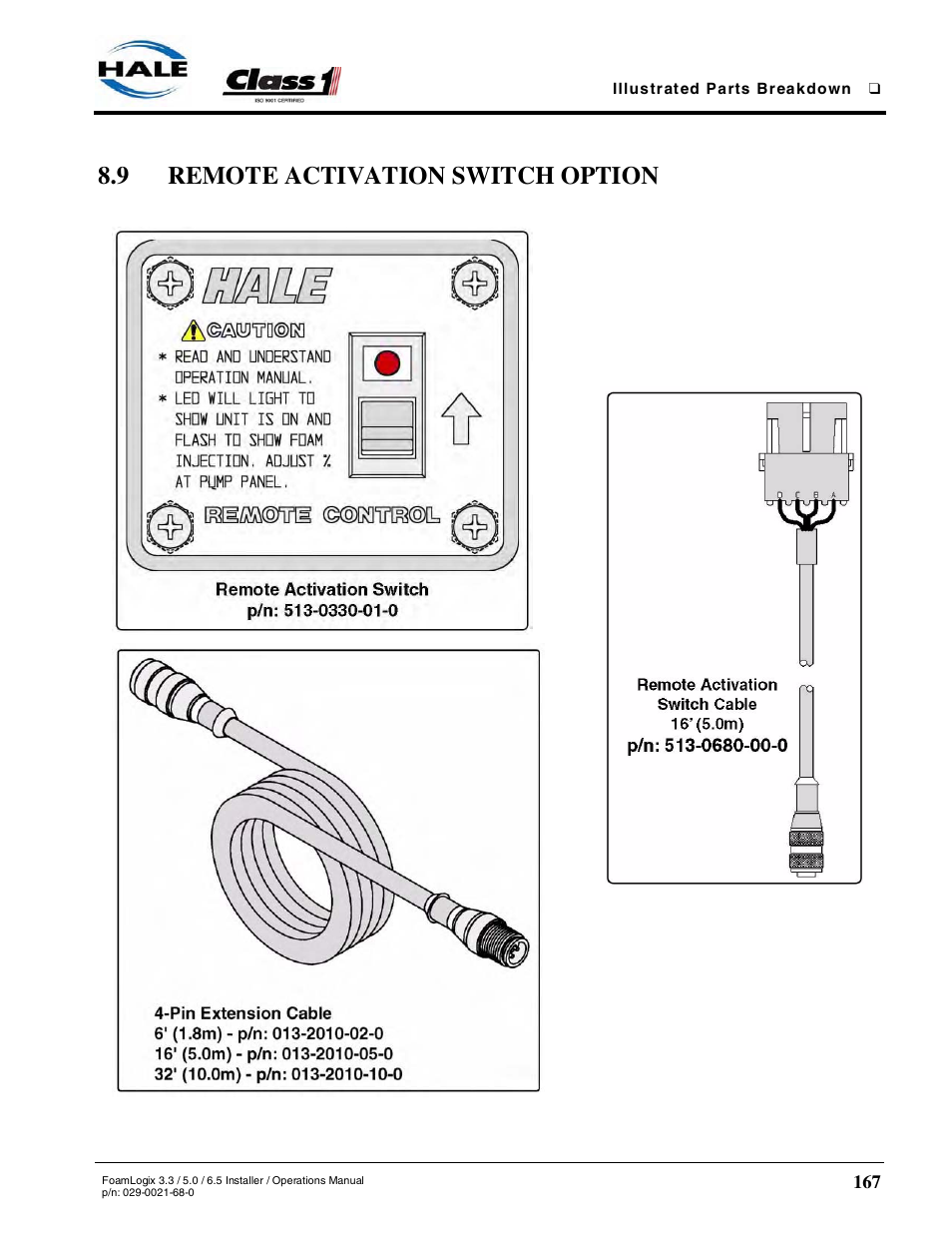 9 remote activation switch option | Hale FoamLogix 6.5 User Manual | Page 167 / 194