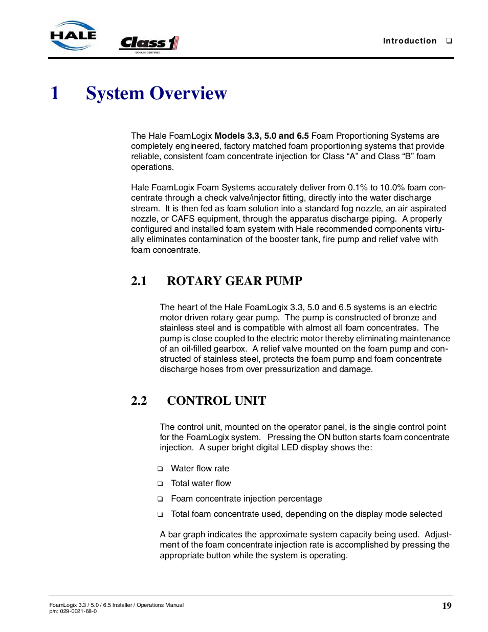1 system overview, 1 rotary gear pump, 2 control unit | System overview, 1system overview | Hale FoamLogix 6.5 User Manual | Page 19 / 194