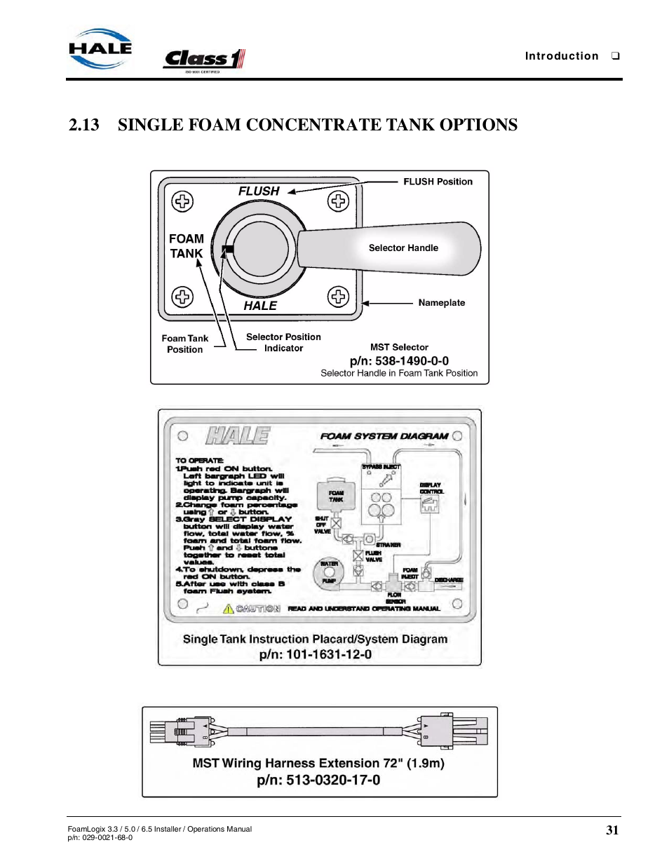 13 single foam concentrate tank options | Hale FoamLogix 6.5 User Manual | Page 31 / 194