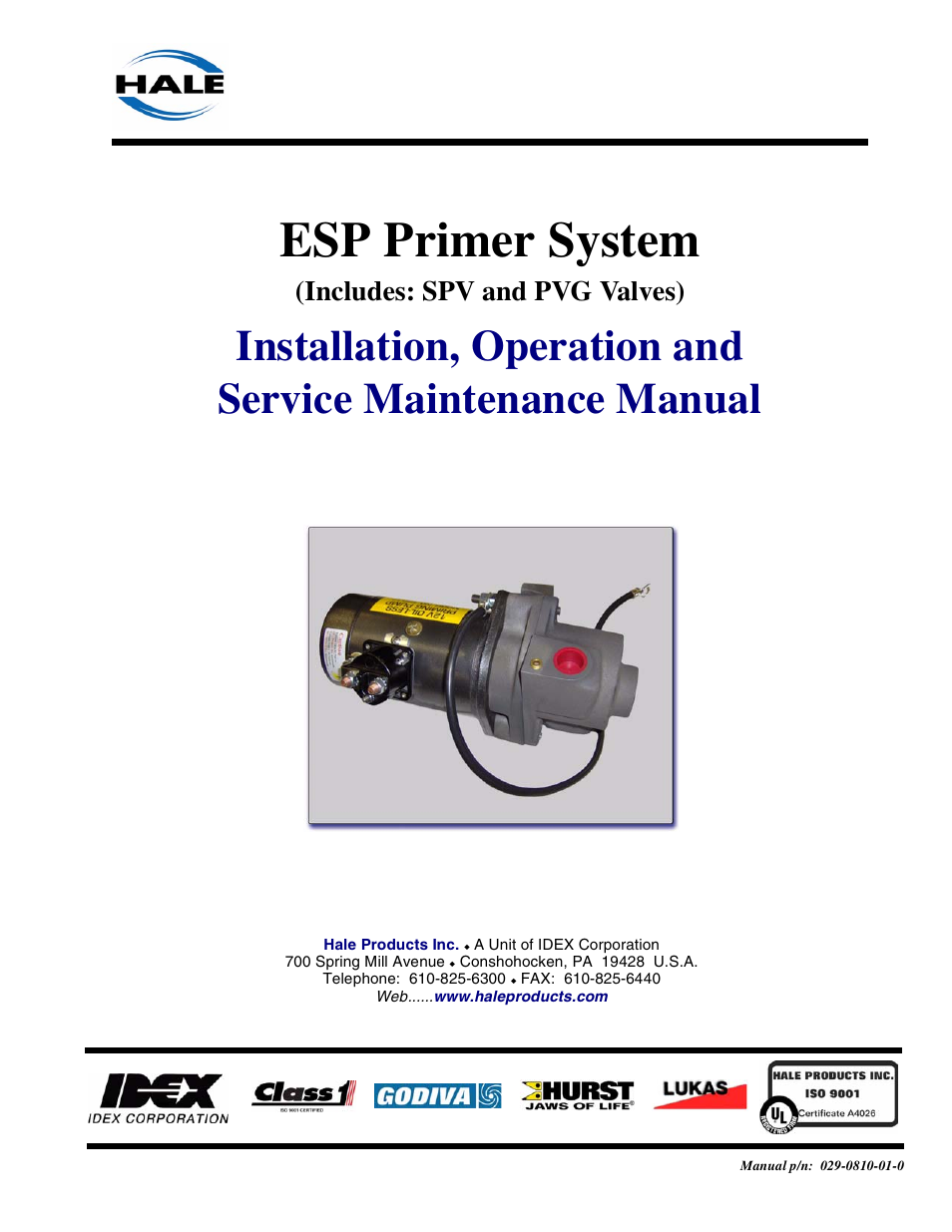 Hale ESP Priming System User Manual | 70 pages