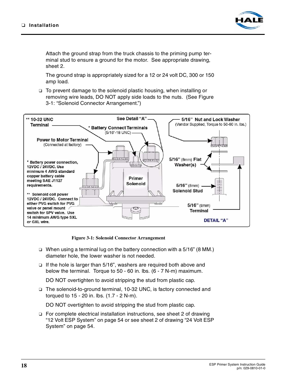 Figure 3-1: solenoid connector arrangement, Figure 3-1, Solenoid connector arrangement | Hale ESP Priming System User Manual | Page 18 / 70