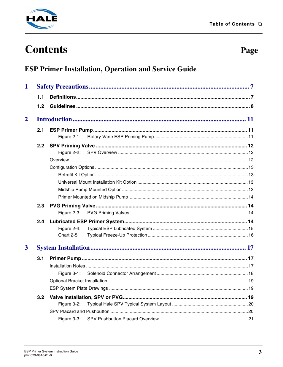 Hale ESP Priming System User Manual | Page 3 / 70