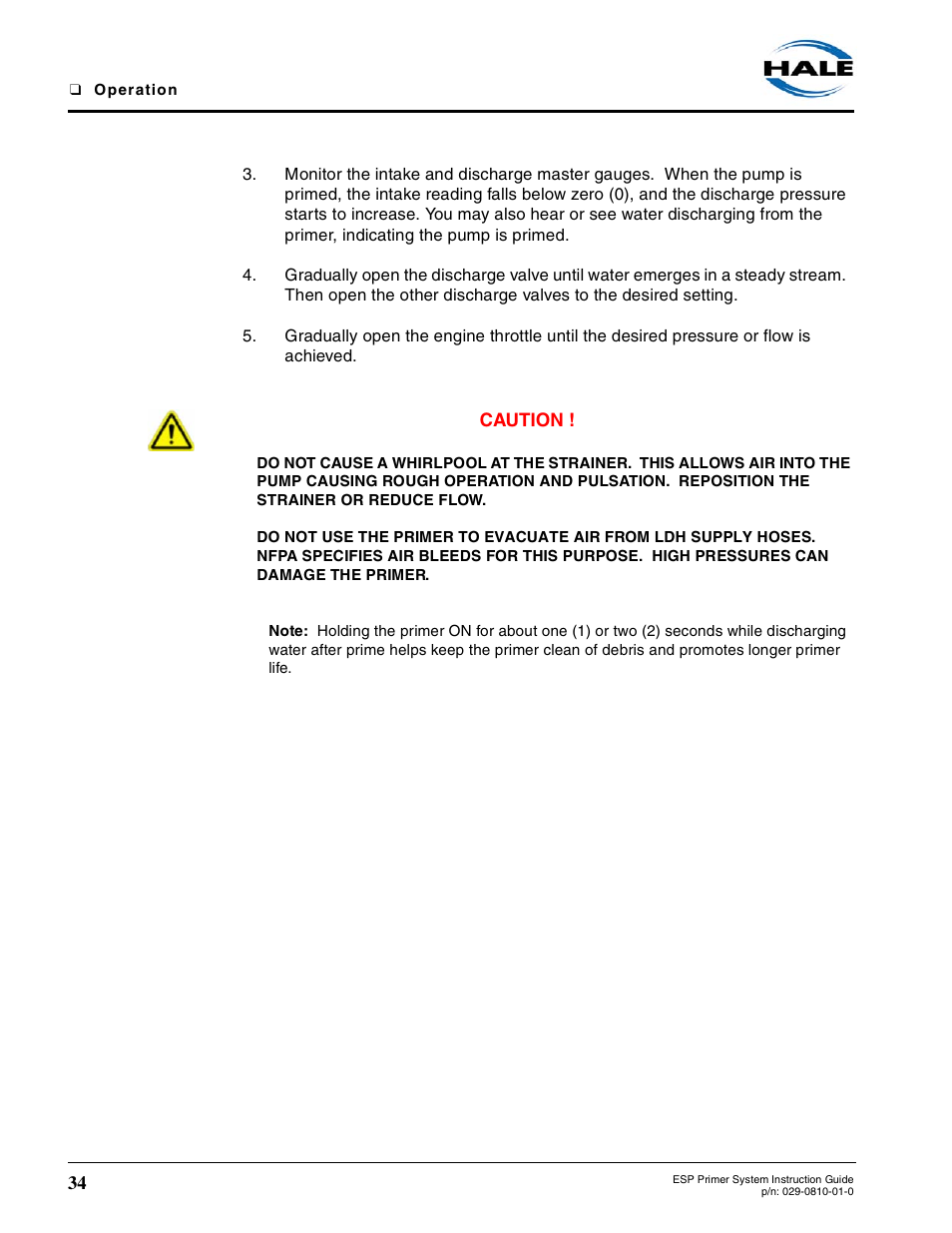 Hale ESP Priming System User Manual | Page 34 / 70