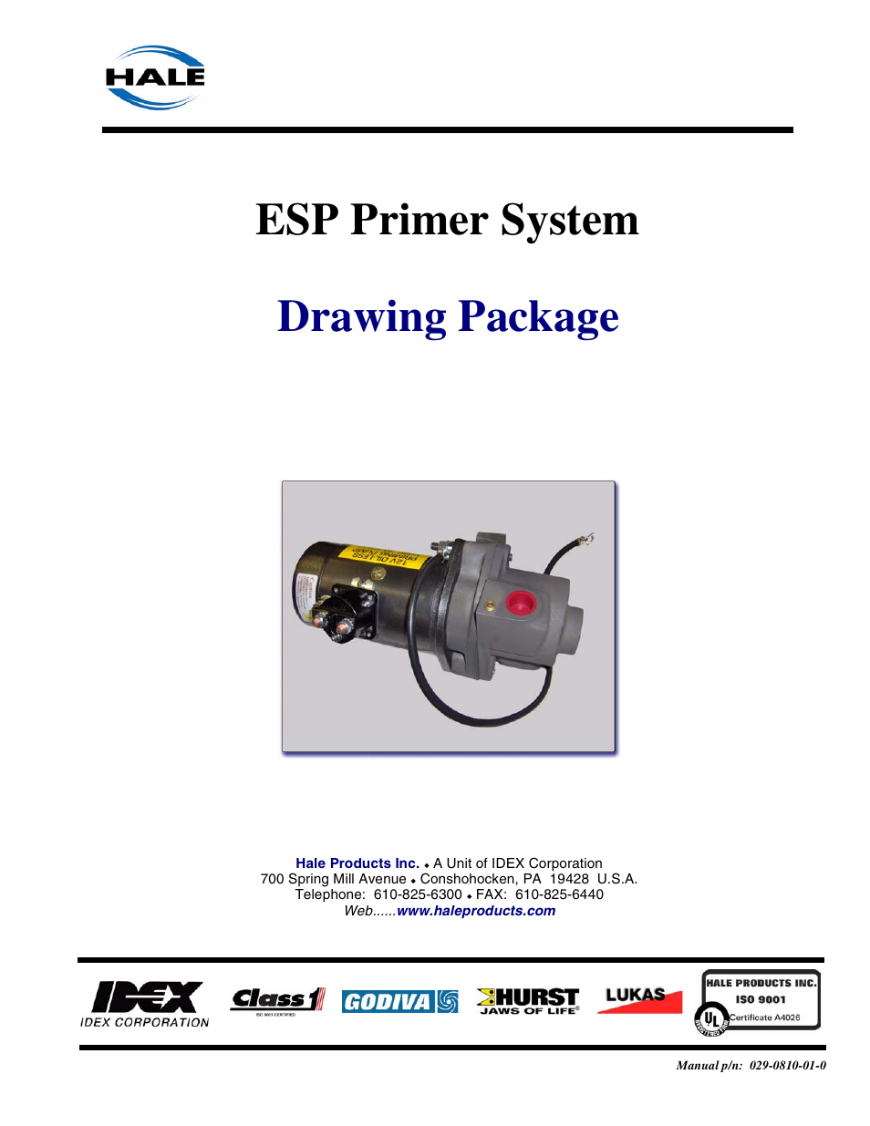 Drawing package, Esp primer system | Hale ESP Priming System User Manual | Page 53 / 70