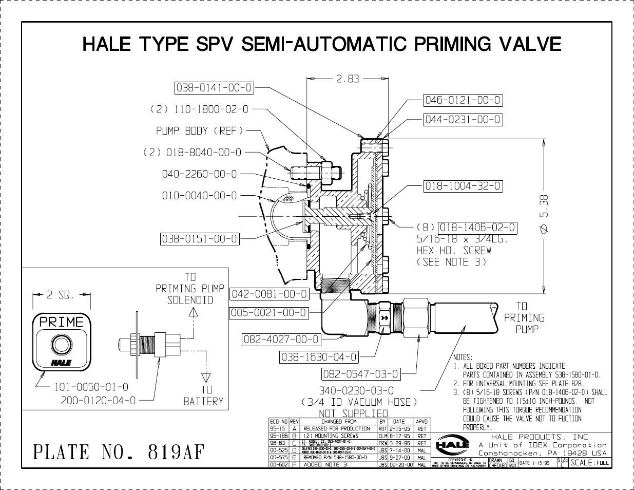 Hale spv valve, pump mount a | Hale ESP Priming System User Manual | Page 67 / 70