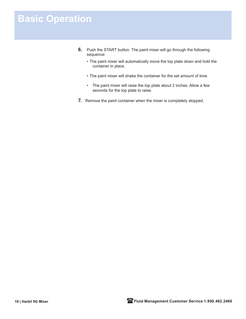 Basic operation | Fluid Management 5G-HD Harbil 5-Gallon Shaker User Manual | Page 20 / 81