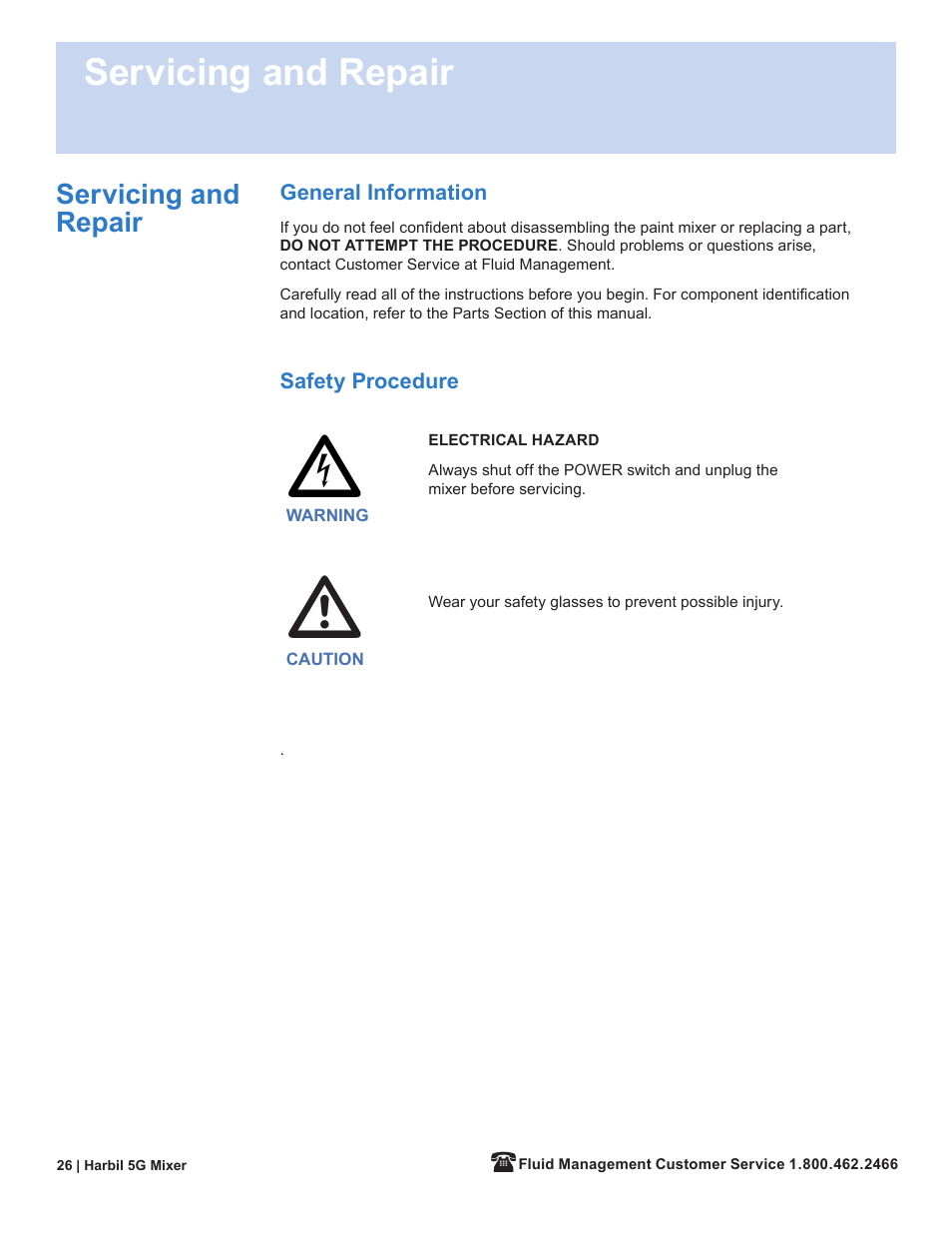 Servicing and repair | Fluid Management 5G-HD Harbil 5-Gallon Shaker User Manual | Page 28 / 81
