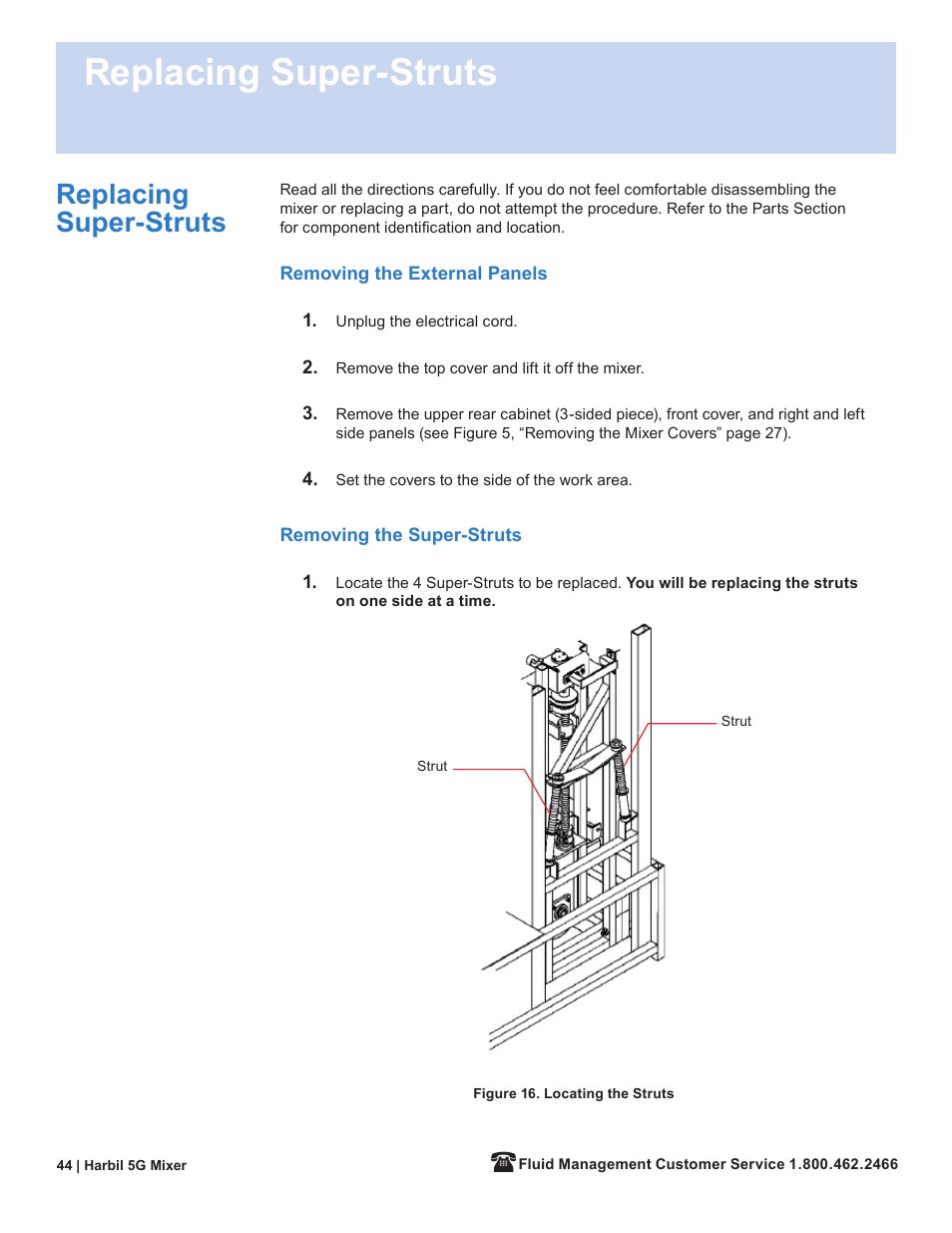 Replacing super-struts | Fluid Management 5G-HD Harbil 5-Gallon Shaker User Manual | Page 46 / 81