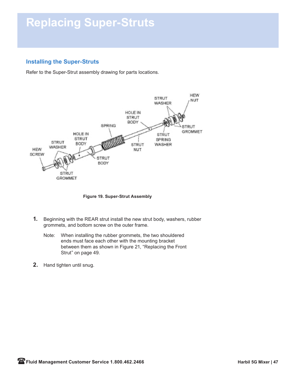 Replacing super-struts | Fluid Management 5G-HD Harbil 5-Gallon Shaker User Manual | Page 49 / 81