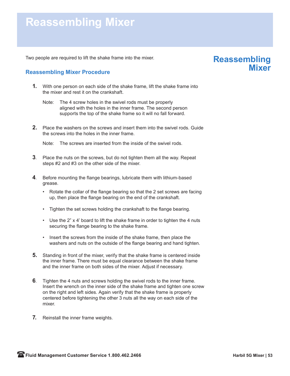 Reassembling mixer | Fluid Management 5G-HD Harbil 5-Gallon Shaker User Manual | Page 55 / 81