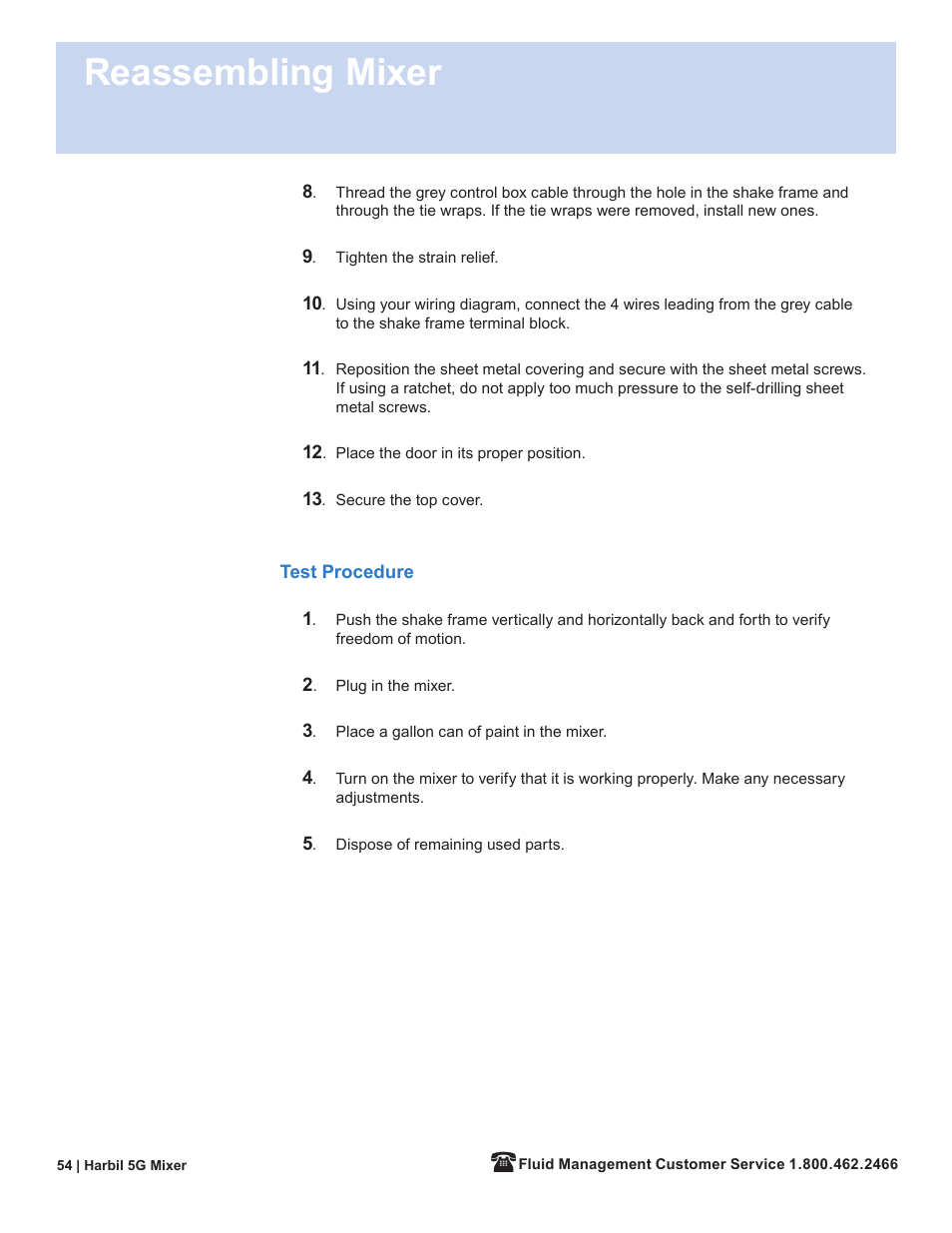 Reassembling mixer | Fluid Management 5G-HD Harbil 5-Gallon Shaker User Manual | Page 56 / 81