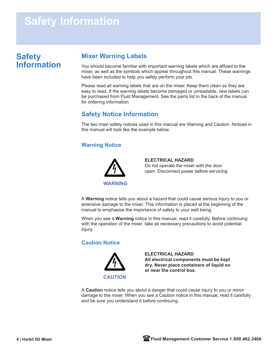 Safety information | Fluid Management 5G-HD Harbil 5-Gallon Shaker User Manual | Page 6 / 81