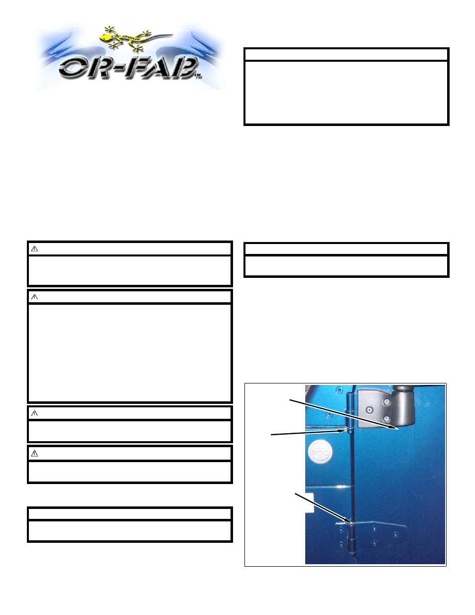 OR-Fab 88002 ROCK DOOR KIT - JEEP - FRONT JEEP JK WRANGLER / UNLIMITED User Manual | 6 pages