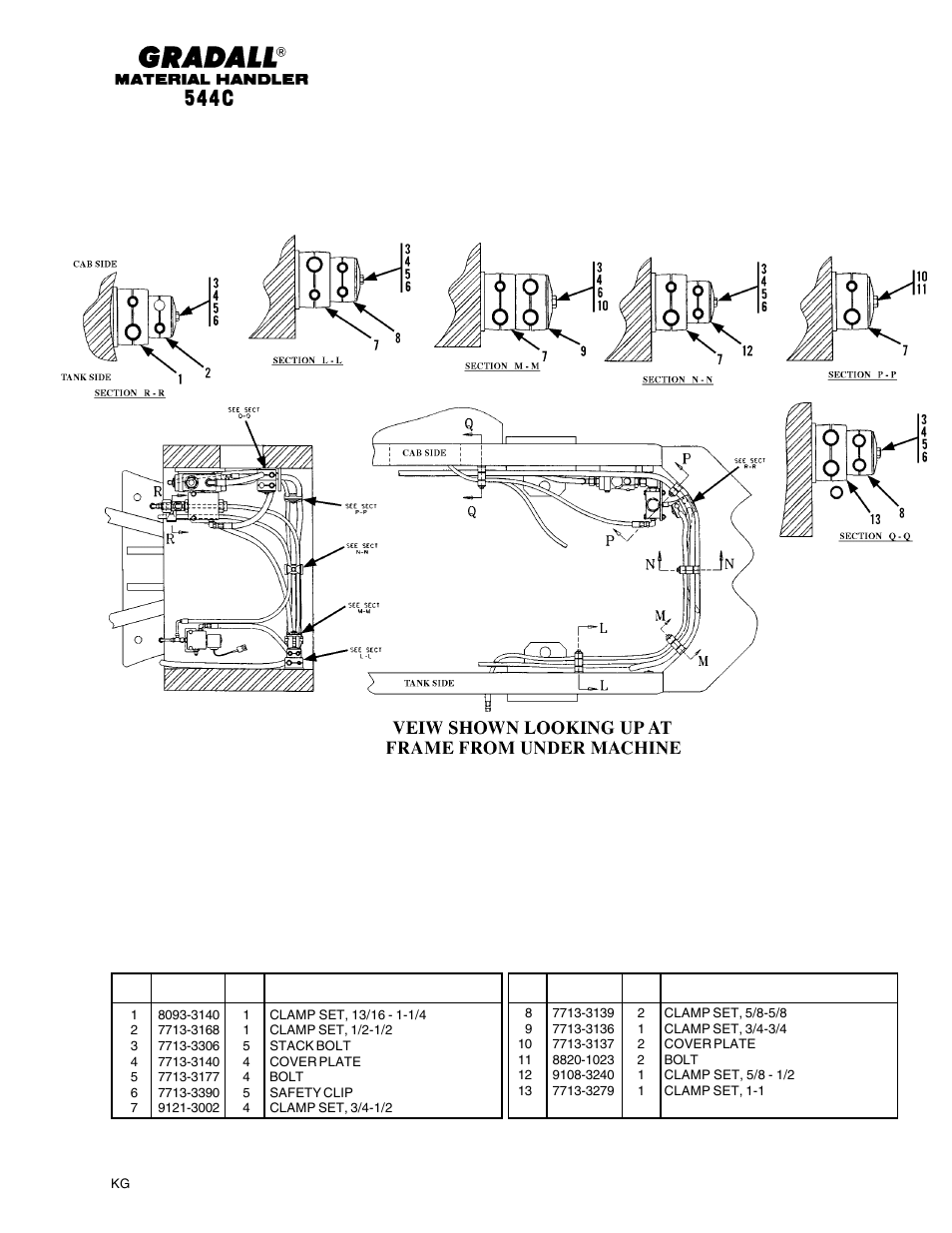 Hydraulic circuits hose clamp locations (rear) | Gradall 544C-10 User Manual | Page 100 / 171