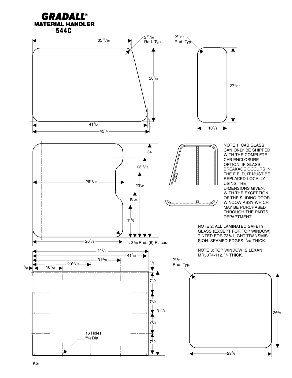 Chassis & attaching parts cab glass | Gradall 544C-10 User Manual | Page 30 / 171