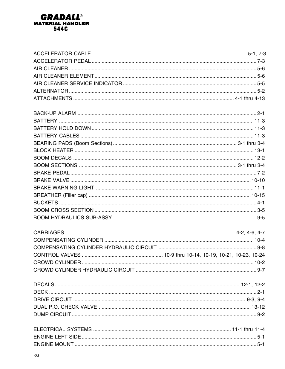 Gradall 544C-10 User Manual | Page 6 / 171