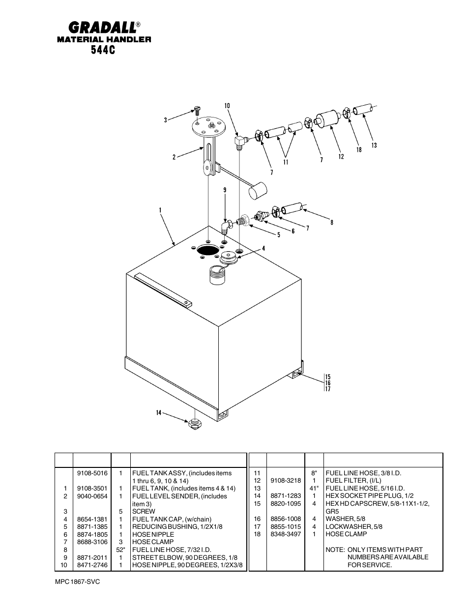 Engine & attaching parts fuel tank & lines | Gradall 544C-10 User Manual | Page 63 / 171