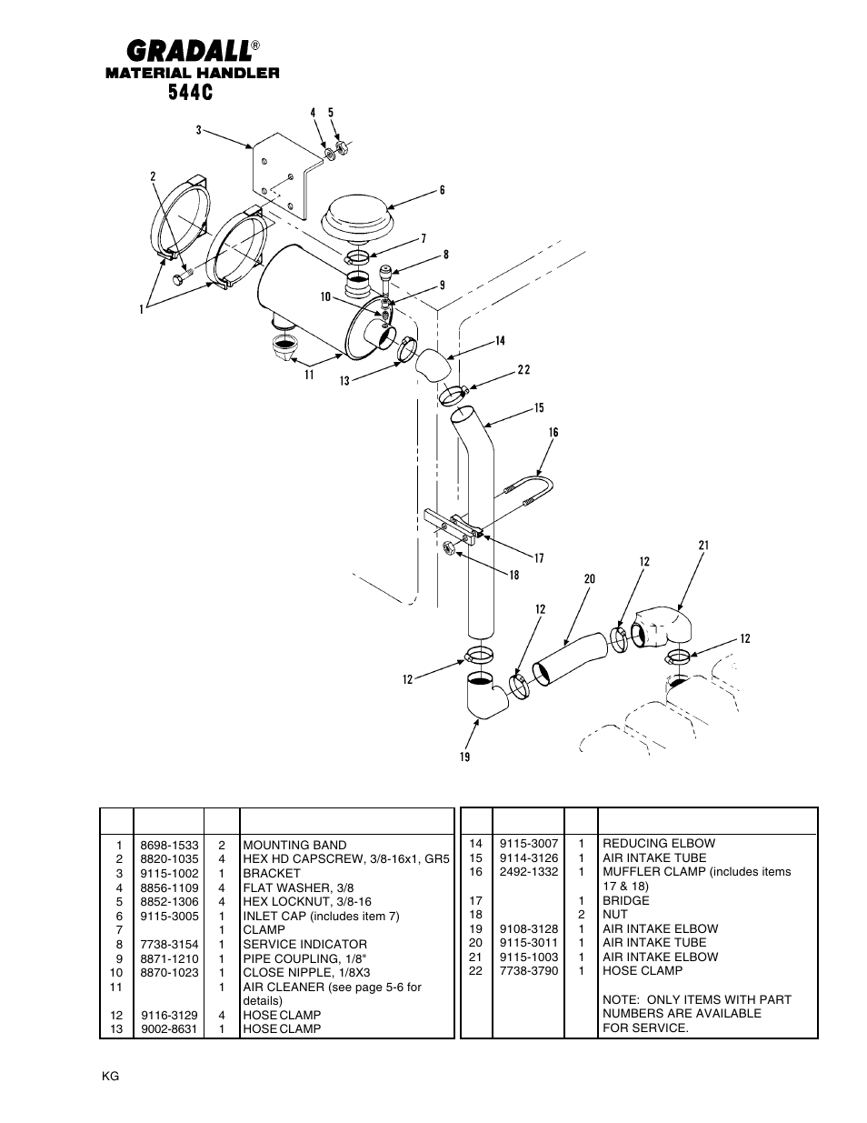 Engine & attaching parts air cleaner piping | Gradall 544C-10 User Manual | Page 65 / 171