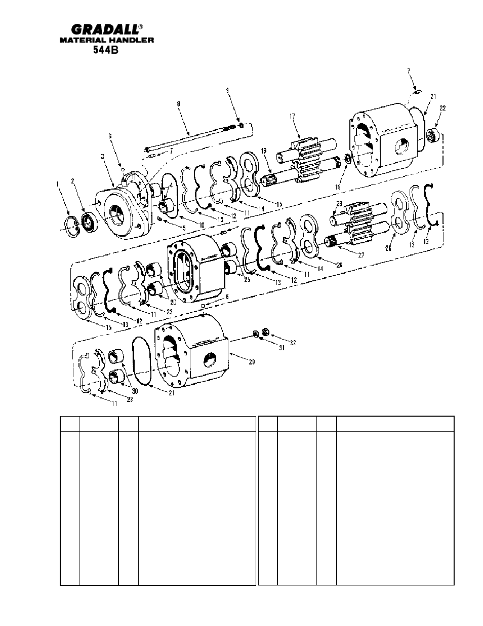 Hydraulic components main hydraulic pump | Gradall 544B Parts Manual User Manual | Page 124 / 180