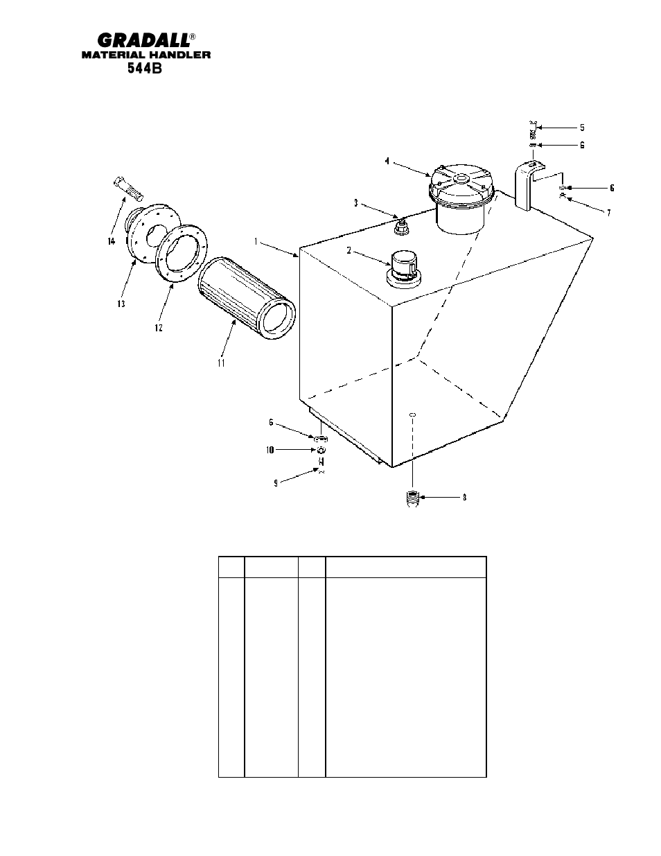 Hydraulic components hydraulic oil reservoir | Gradall 544B Parts Manual User Manual | Page 128 / 180