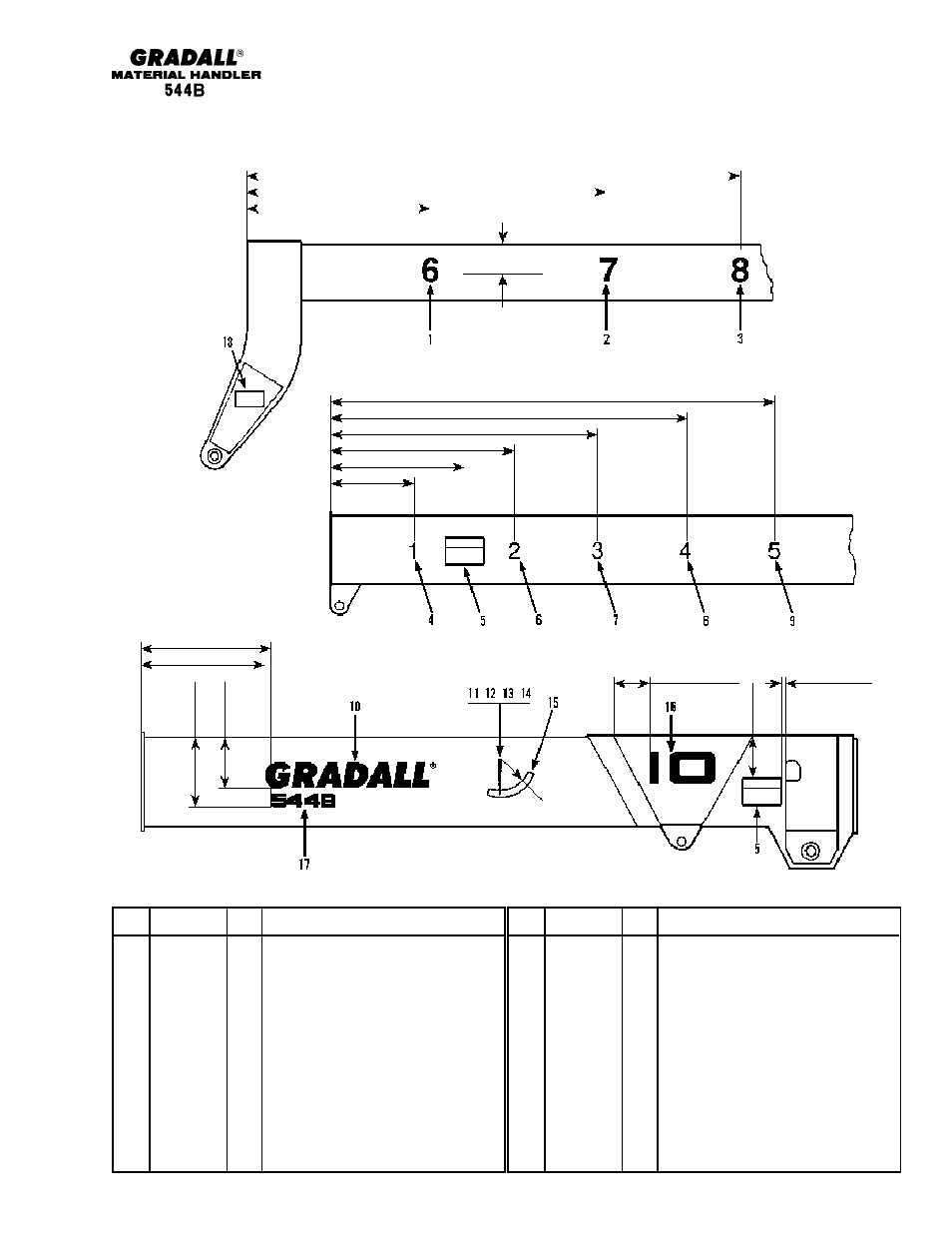 Miscellaneous boom decals | Gradall 544B Parts Manual User Manual | Page 142 / 180