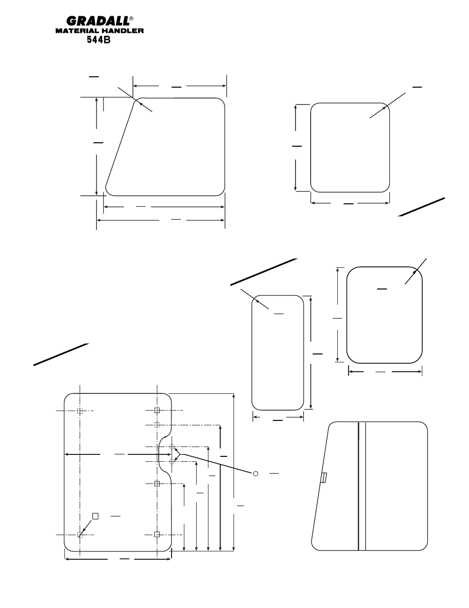 Standard optional, Top window, Chassis & attaching parts cab glass | Gradall 544B Parts Manual User Manual | Page 21 / 180