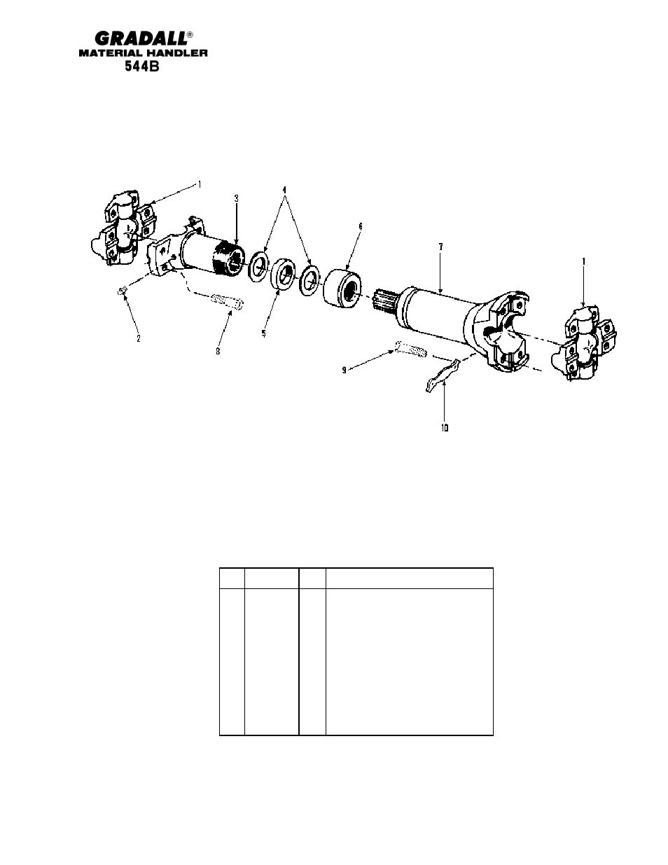 Drive train propeller shaft | Gradall 544B Parts Manual User Manual | Page 51 / 180